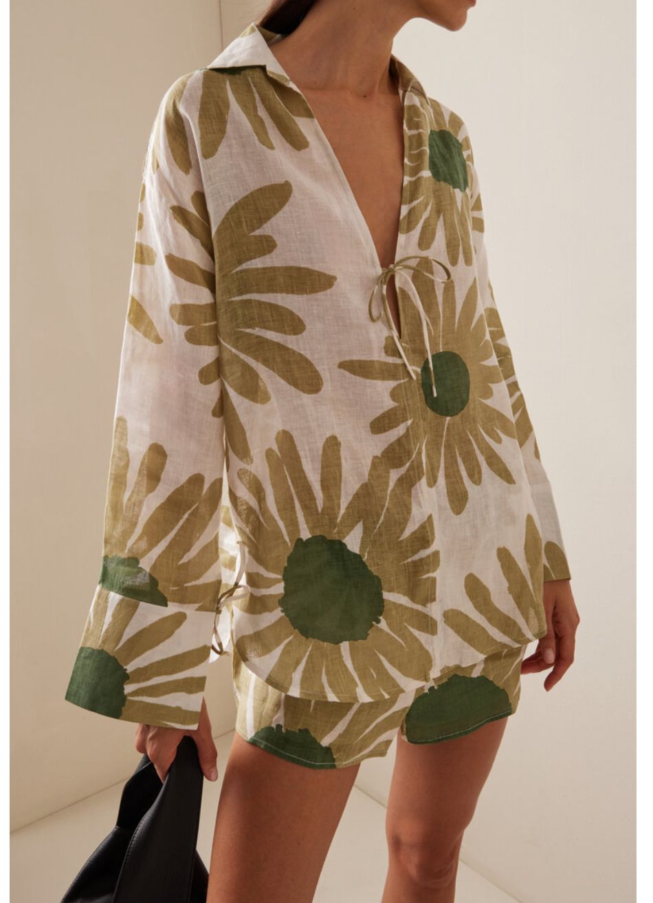 Linen Floral Scarf